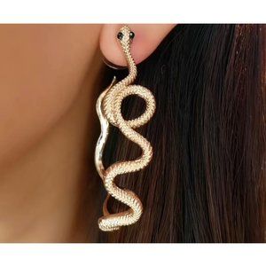 "Golden Snake" Snake Drop Stud Earrings